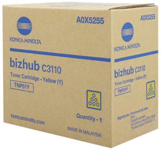 1 x Genuine Konica Minolta Bizhub C3110 Yellow Toner Cartridge TNP51Y A0X5295