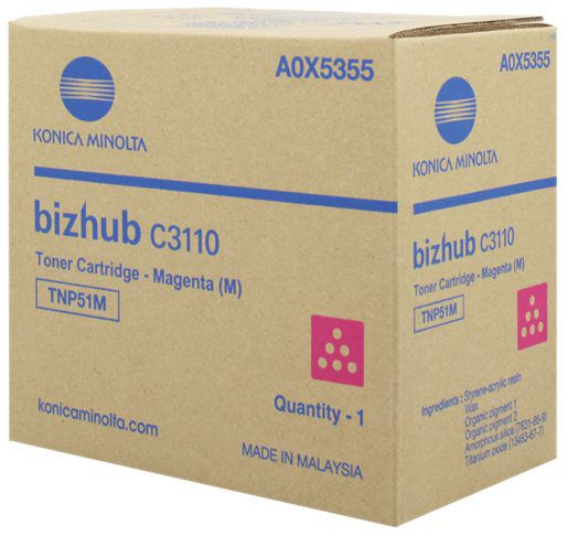 1 x Genuine Konica Minolta Bizhub C3110 Magenta Toner Cartridge TNP51M A0X5395
