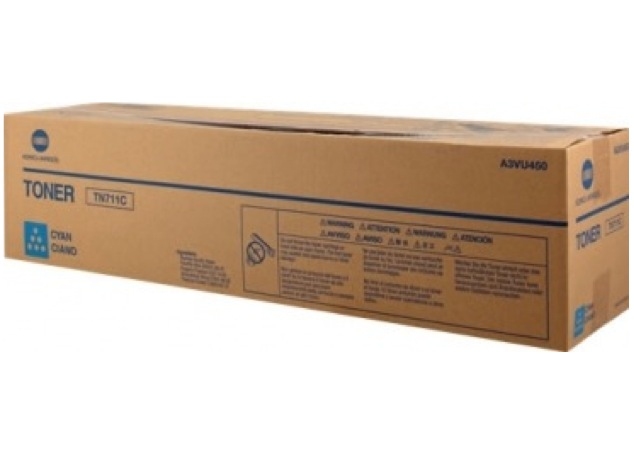 1 x Genuine Konica Minolta Bizhub C654 C754 Cyan Toner Cartridge TN711C A3VU450