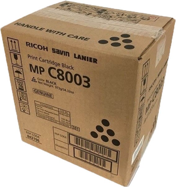 1 x Genuine Ricoh IM C6500 IM C8000 MP-C6503 MP-C8003 Black Toner Cartridge 842188