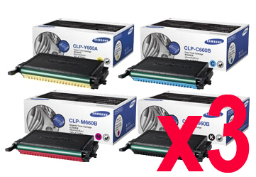3 Lots of 4 Pack Genuine Samsung CLP-610 CLP-660 CLX-6210 CLX-6240 Toner Cartridge Set ST907A ST886A ST925A ST960A