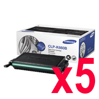 5 x Genuine Samsung CLP-610 CLP-660 CLX-6210 CLX-6240 Black Toner Cartridge CLP-K660B ST907A