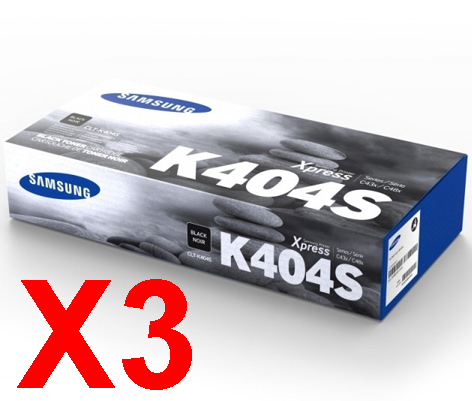 3 x Genuine Samsung SL-C430 SL-C480 Black Toner Cartridge CLT-K404S SU113A