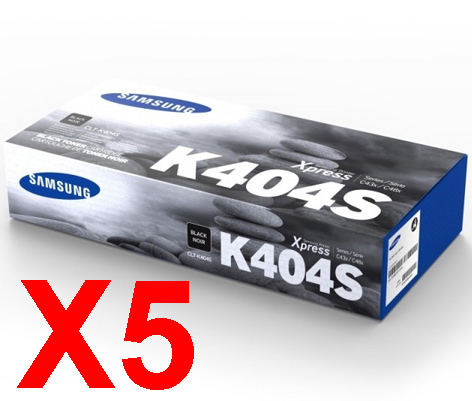 5 x Genuine Samsung SL-C430 SL-C480 Black Toner Cartridge CLT-K404S SU113A