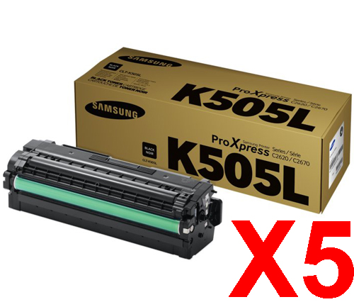 5 x Genuine Samsung SL-C2620 SL-C2670 SL-C2680 Black Toner Cartridge High Yield CLT-K505L SU169A