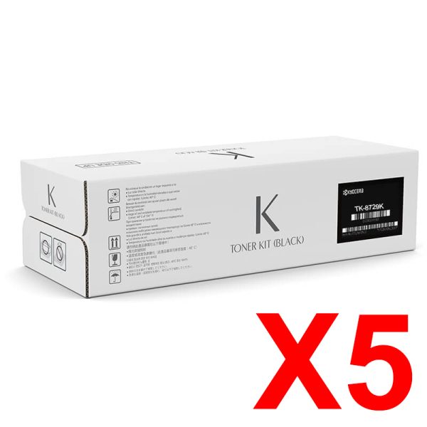 5 x Genuine Kyocera TK-8729K Black Toner Cartridge TASKAlfa-7052ci 8052ci