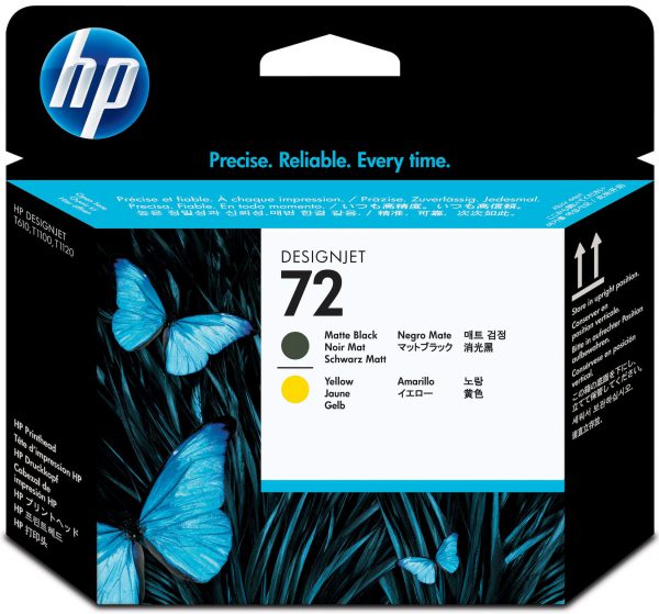 1 x Genuine HP 72 Matte Black & Yellow Printhead C9384A