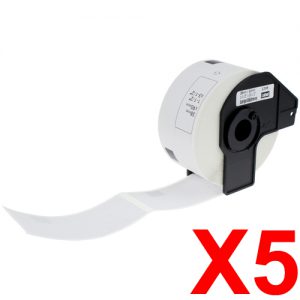5 x Compatible Brother DK-11208 White Paper Label Roll - 38mm x 90mm - 400 Labels per Roll