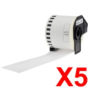5 x Compatible Brother DK-22205 White Paper Tape Roll - 62mm x 30.48m - Continuous Length