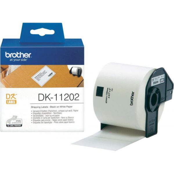 1 x Genuine Brother DK-11202 White Paper Label Roll - 62mm x 100mm - 300 Labels per Roll