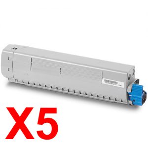 5 x Genuine OKI C834 C834nw C834ndw Black Toner Cartridge