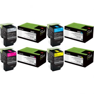 4 Pack Genuine Lexmark CX310 CX410 CX510 808K/C/M/Y Toner Cartridge Set Return Program