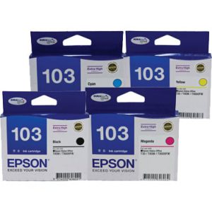 4 Pack Genuine Epson T1031 T1032 T1033 T1034 103 Ink Cartridge Set (1BK,1C,1M,1Y) Extra High Yield